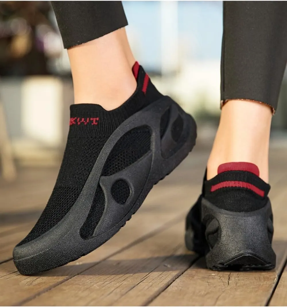 Men's Knit Mesh Shoes Breathable Comfortable Lightweight Sport Shoes Black for Hiking Running Gym Walking