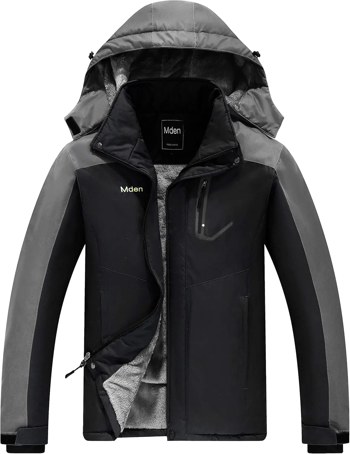 Men's Mountain Waterproof Ski Jacket Windproof Rain Jacket Fleece Snow Winter Coat