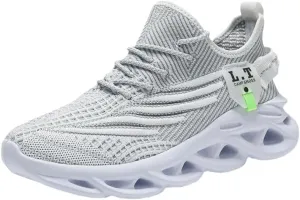 Men's Shock Absorption Blade Type Shoes, Breathable Lace Up Non-Slip Shoes for Jogging Walking