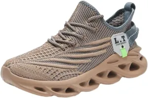 Men's Shock Absorption Blade Type Shoes, Breathable Lace Up Non-Slip Shoes for Jogging Walking