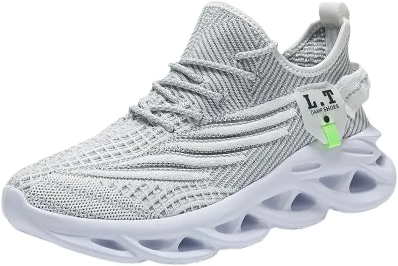 Men's Shock Absorption Blade Type Shoes, Breathable Lace Up Non-Slip Shoes for Jogging Walking