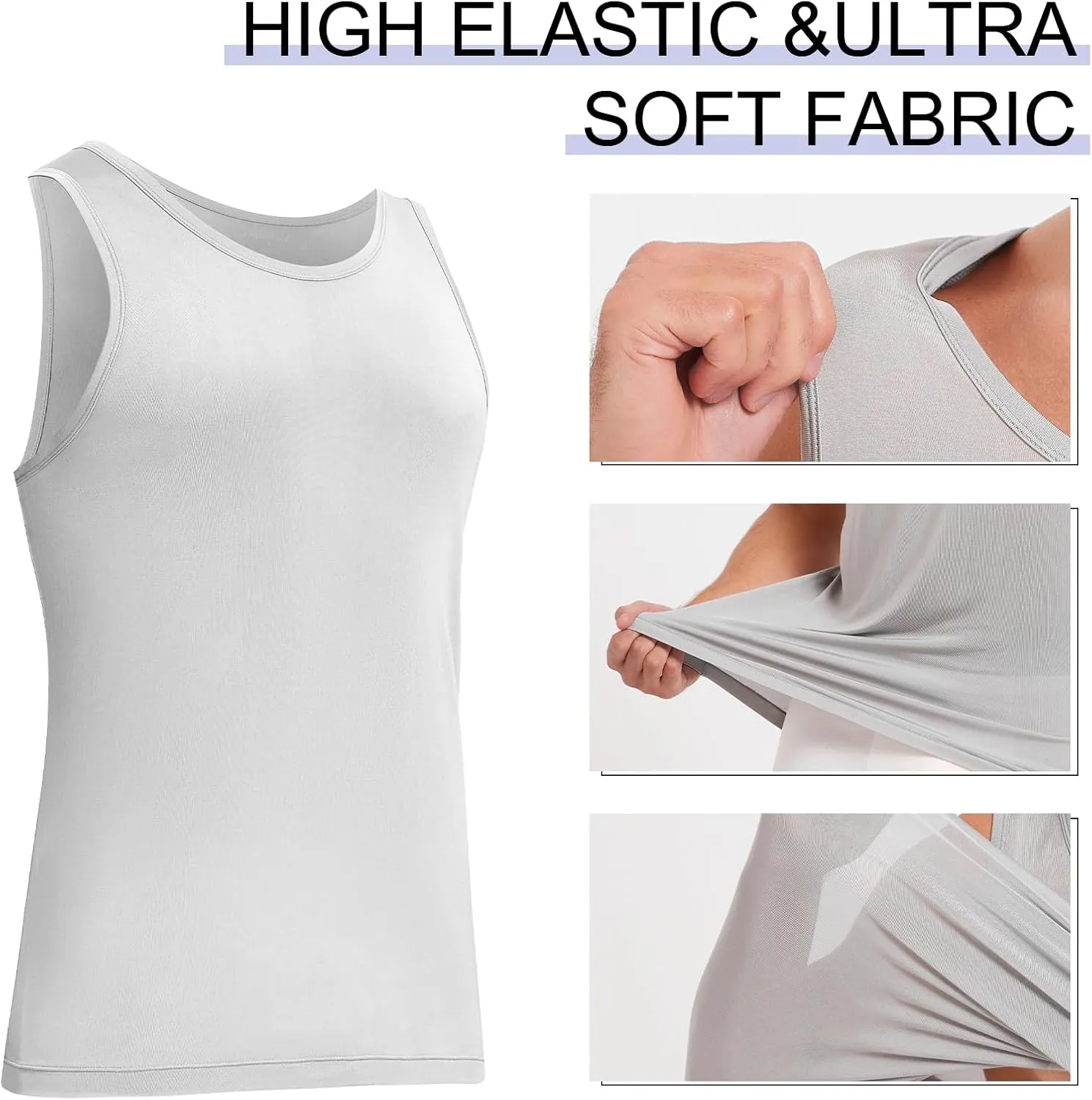 Men's Silk Tank Tops Sleeveless Pure Silk Undershirt Super Absorbent and Breathable