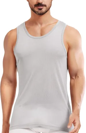 Men's Silk Tank Tops Sleeveless Pure Silk Undershirt Super Absorbent and Breathable