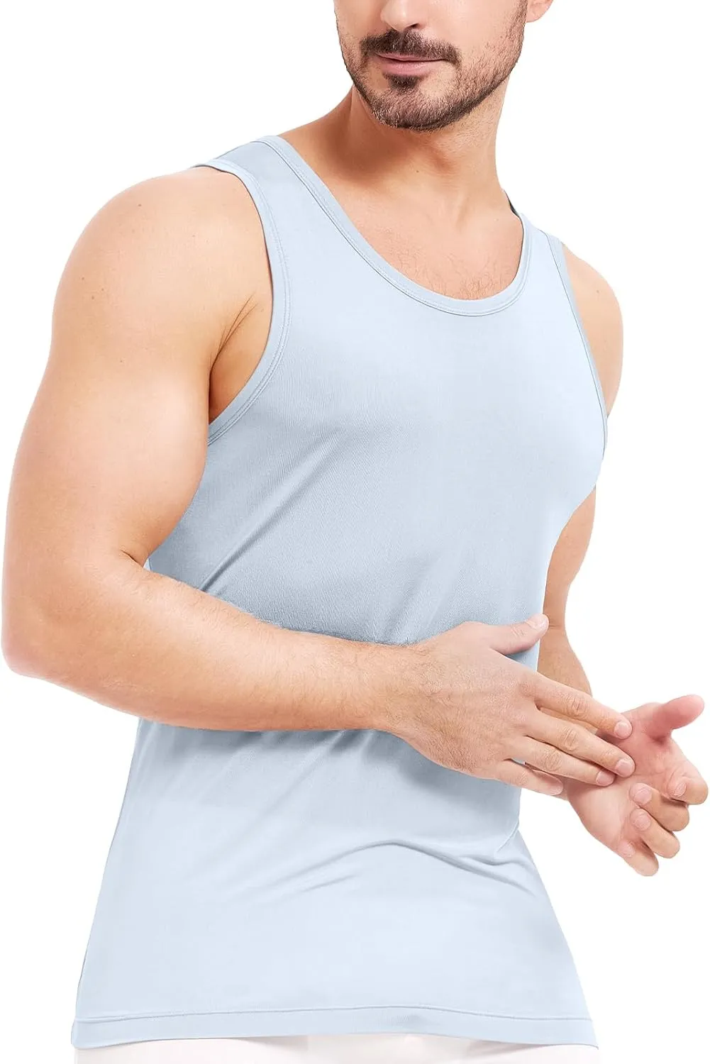 Men's Silk Tank Tops Sleeveless Pure Silk Undershirt Super Absorbent and Breathable
