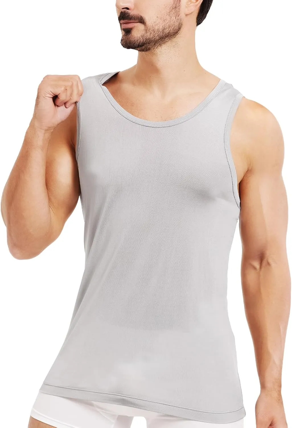 Men's Silk Tank Tops Sleeveless Pure Silk Undershirt Super Absorbent and Breathable