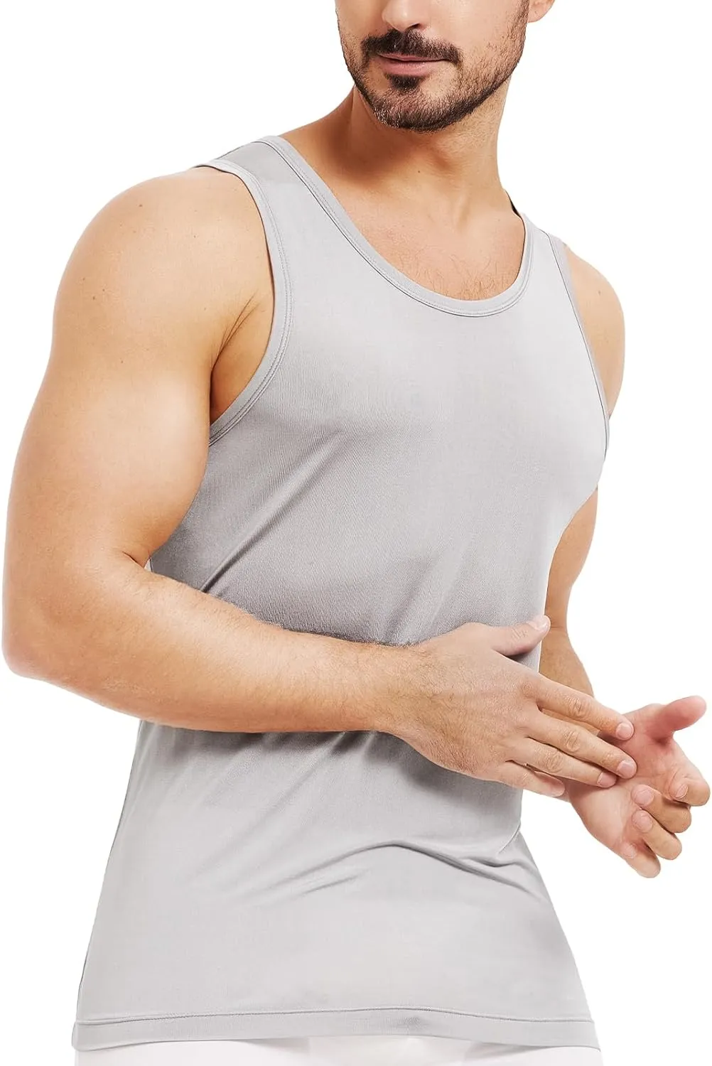 Men's Silk Tank Tops Sleeveless Pure Silk Undershirt Super Absorbent and Breathable