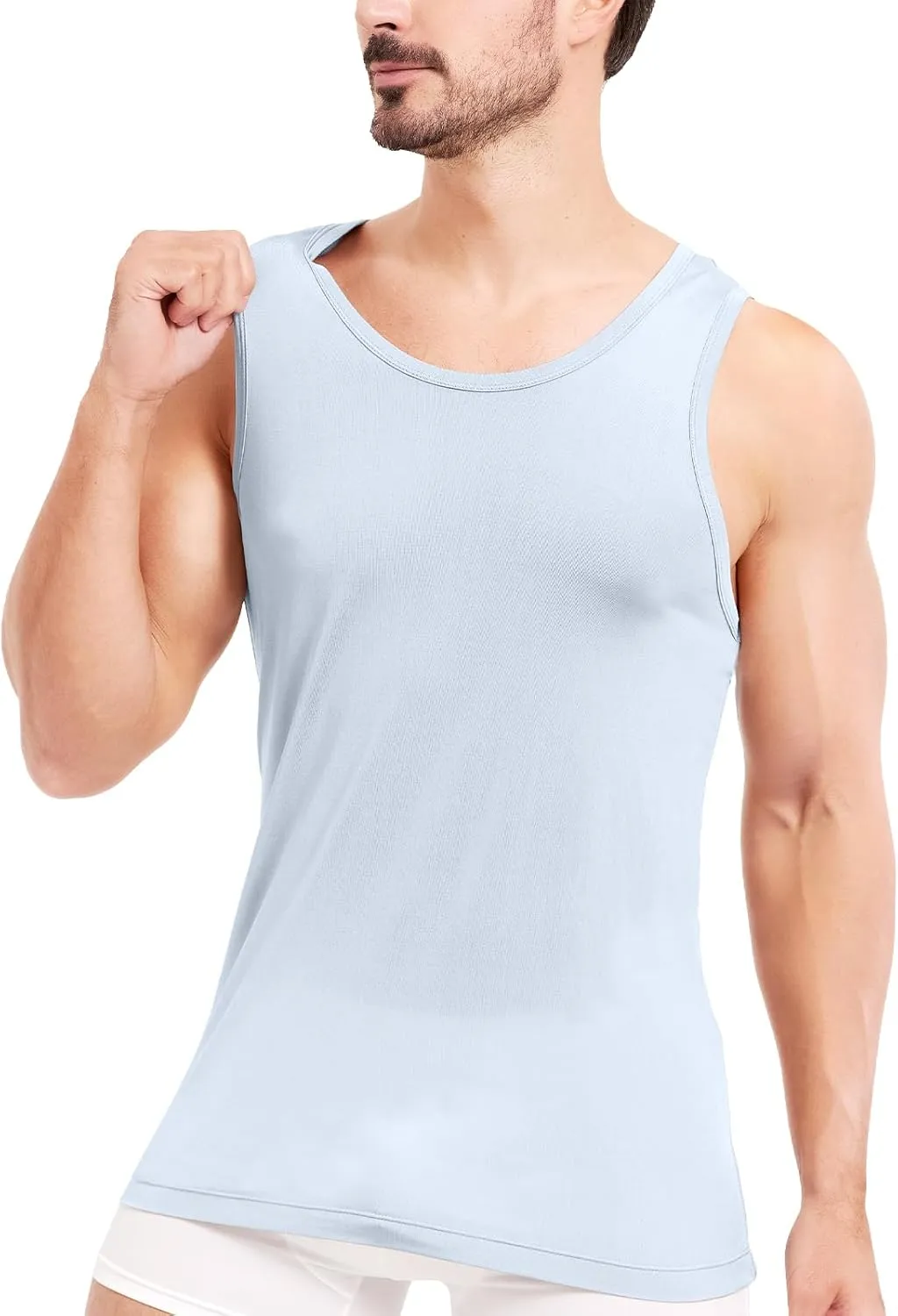 Men's Silk Tank Tops Sleeveless Pure Silk Undershirt Super Absorbent and Breathable