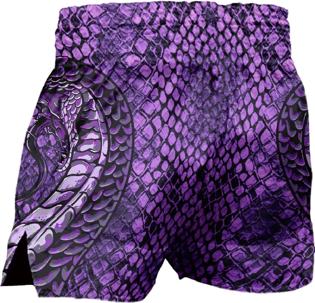 Men's Snake Skin Muay Thai Boxing Shorts Gold Viper Sports Trunks