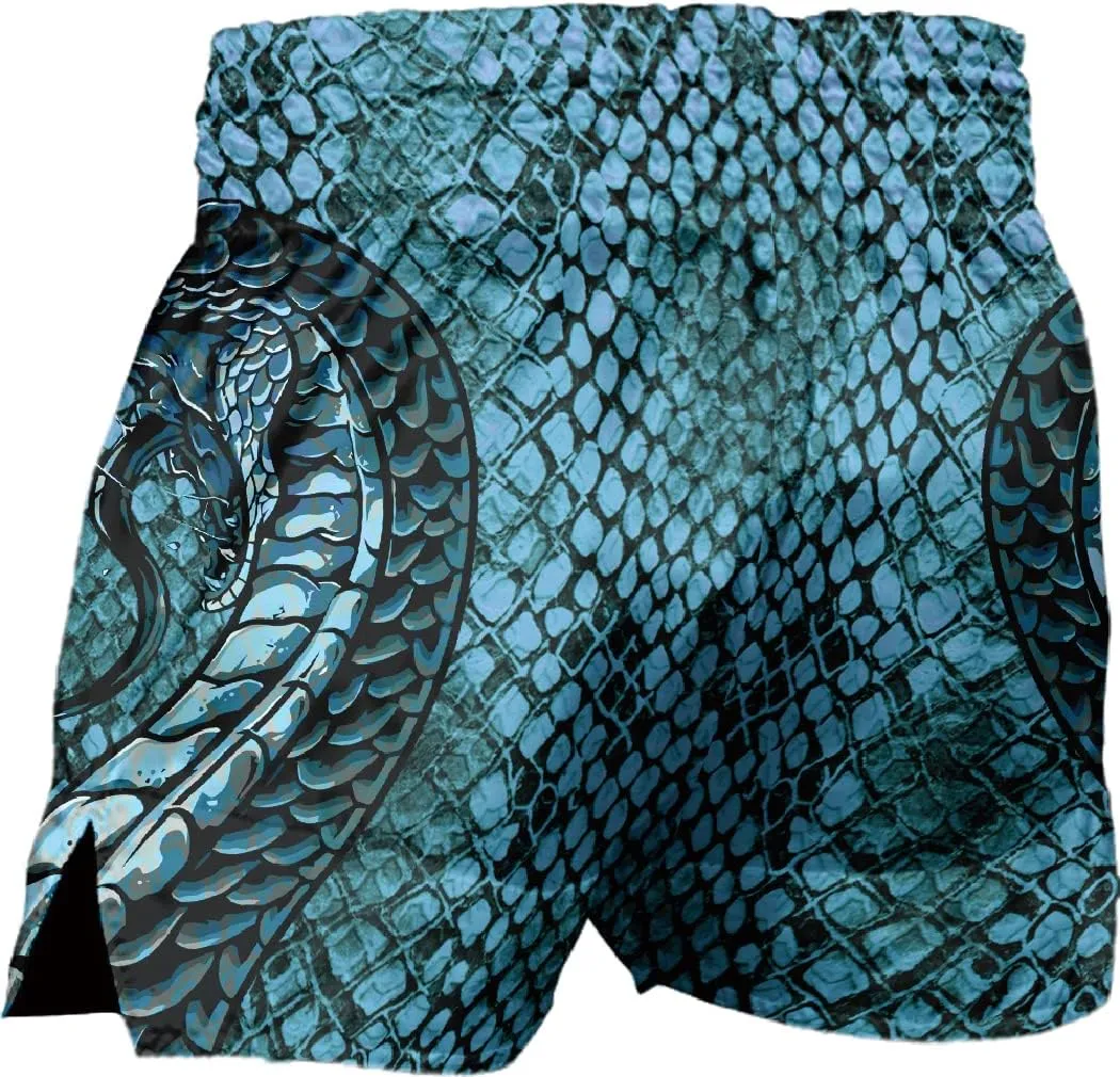 Men's Snake Skin Muay Thai Boxing Shorts Gold Viper Sports Trunks