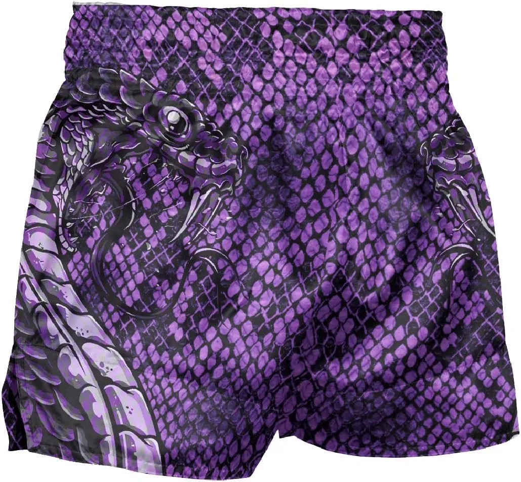 Men's Snake Skin Muay Thai Boxing Shorts Gold Viper Sports Trunks