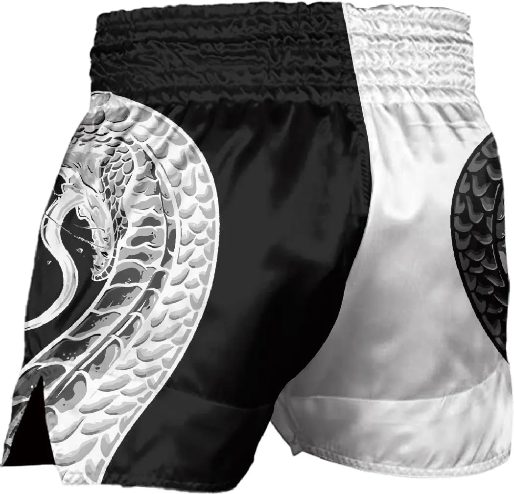 Men's Snake Skin Muay Thai Boxing Shorts Gold Viper Sports Trunks