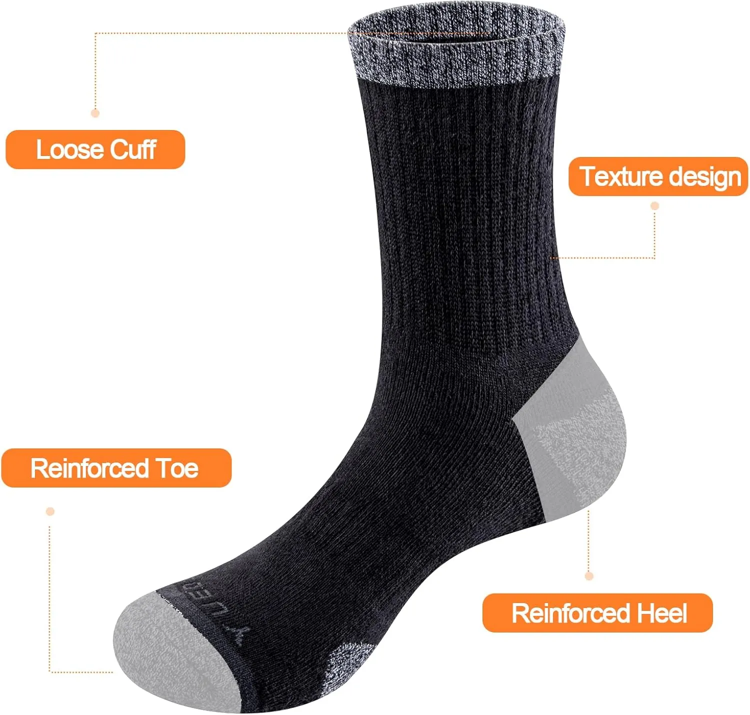Mens Socks For Men, Moisture Wicking Anti Smell Cotton Casual Everyday Work Workout Training Athletic Crew Socks
