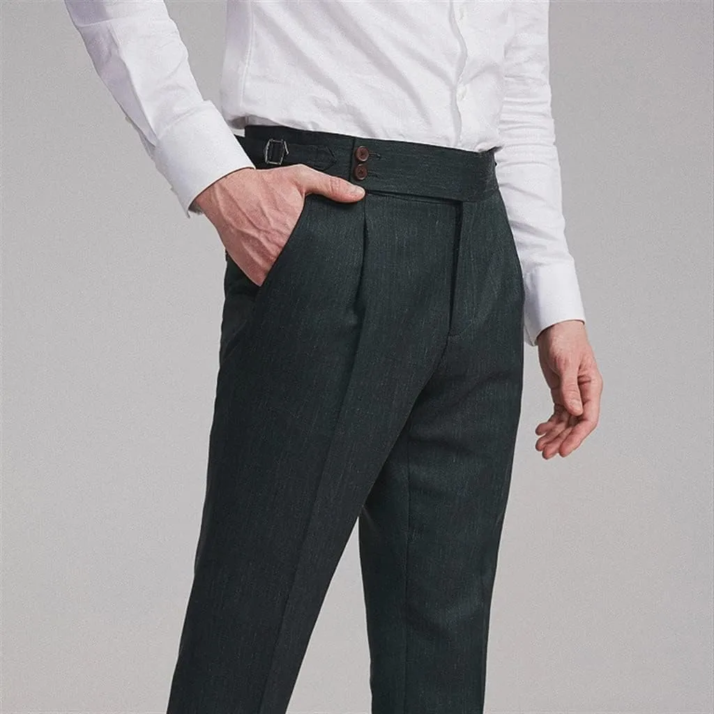 Men's Suit Set Business Casual Suit Jackets Slim Fit Retro Men Suits Spring Autumn Linen Formal Pants