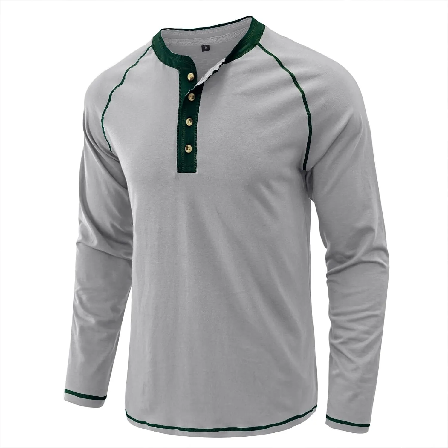 Men's Summer Shirts Long Sleeve Button Pocket Henry Collar Breathable Athletic Summer Comfy Fashion Trendy T-Shirts
