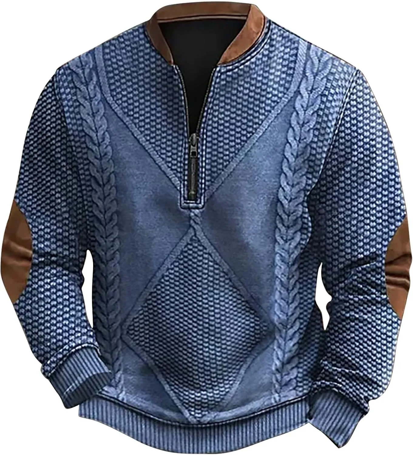 Men's Sweatshirts Quarter Zip Stand Collar 3D Pattern Sweater Casual Long Sleeve Funny Outdoor Knit Print Pullovers