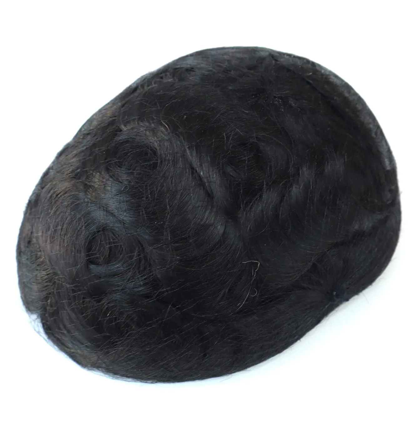 Mens Toupee, Human Hair Replacement System, Real Hair System Hair Piece, Fine Mono NPU Black Hair Unit 8x11#1B