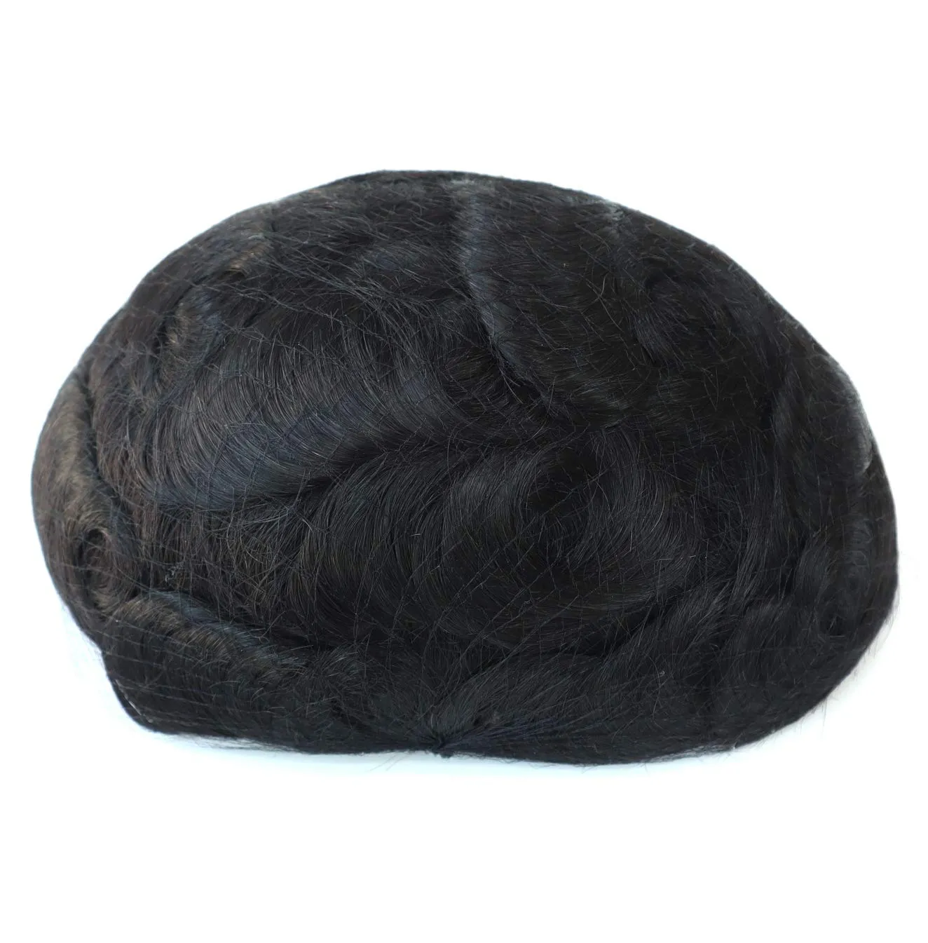 Mens Toupee, Human Hair Replacement System, Real Hair System Hair Piece, Fine Mono NPU Black Hair Unit 8x11#1B