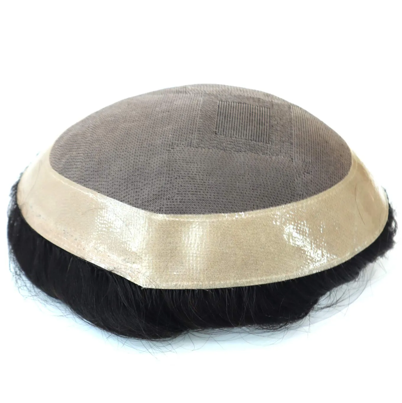 Mens Toupee, Human Hair Replacement System, Real Hair System Hair Piece, Fine Mono NPU Black Hair Unit 8x11#1B