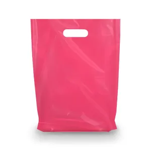 Merchandise Bags, Die Cut Handles, Strong, Durable, and Tear Resistant Bags Perfect for Retail, Boutiques, or Any Events, Different sizes and colors (Fuchsia, 15x18 Inch (Pack of 100))
