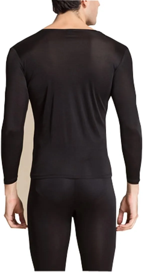 METWAY Silk Long Underwear Men's Mulberry Silk Long Johns Top and Bottom Thermal Underwear Set/Base Layer