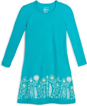 Mightly Girls' Basic Long Sleeve T-Shirt Dress | 95% Organic Cotton, Colorful T-Shirt Dress for Kids, School, Parties & Play