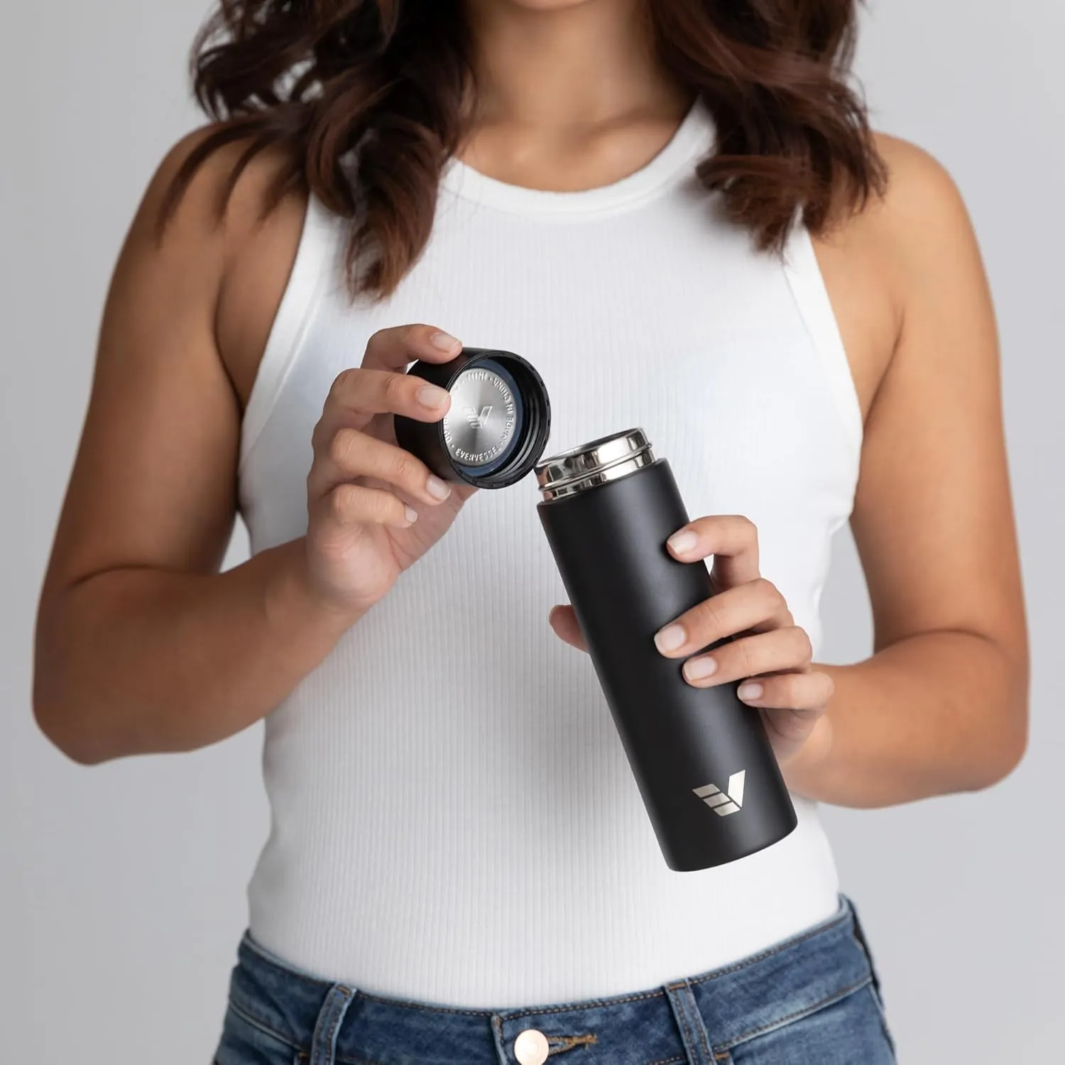 Mini Stainless Steel Water Bottle 14oz - Non-insulated | Designed for Bags | Slim, Ultra Lightweight & Stylish – Black
