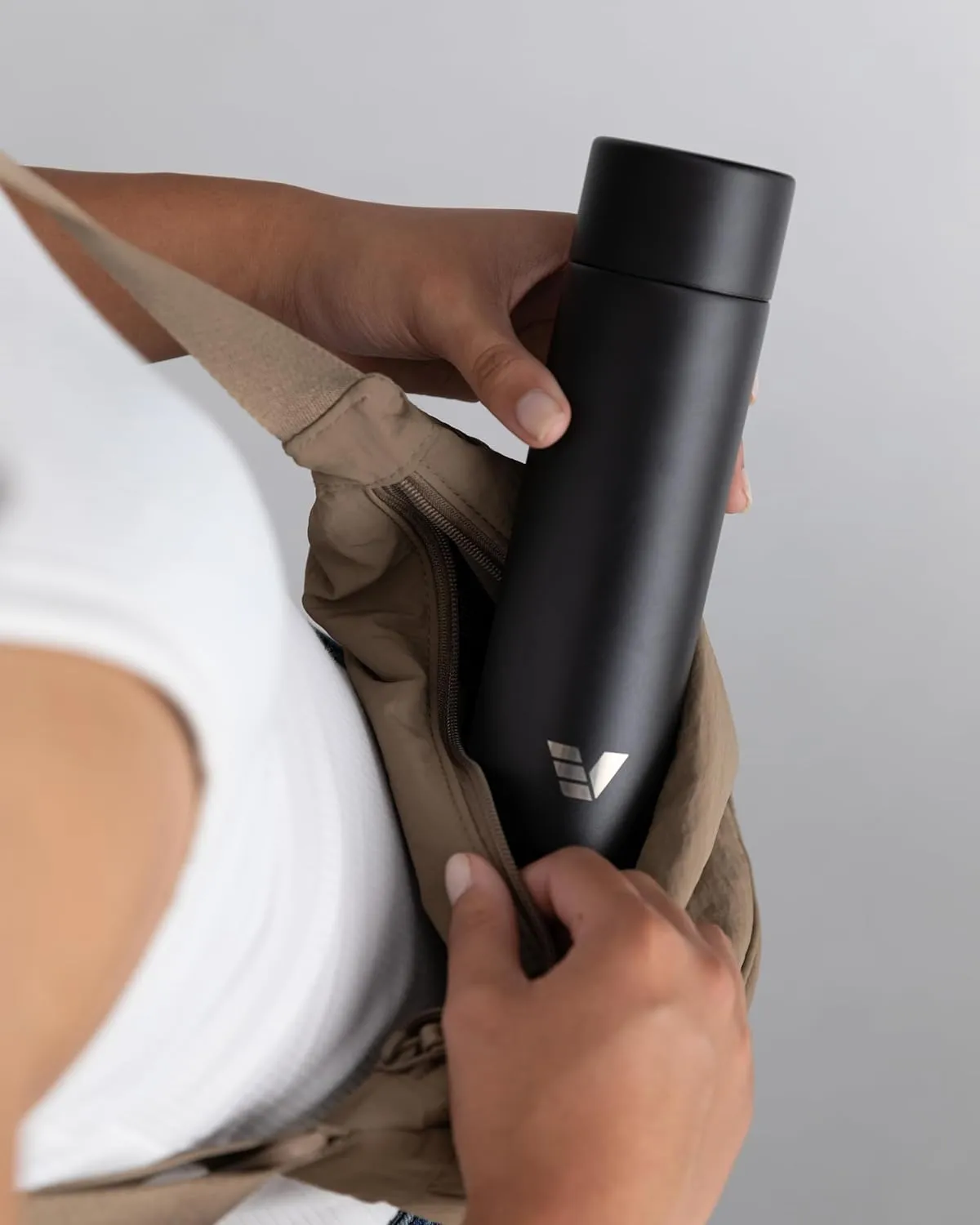 Mini Stainless Steel Water Bottle 14oz - Non-insulated | Designed for Bags | Slim, Ultra Lightweight & Stylish – Black
