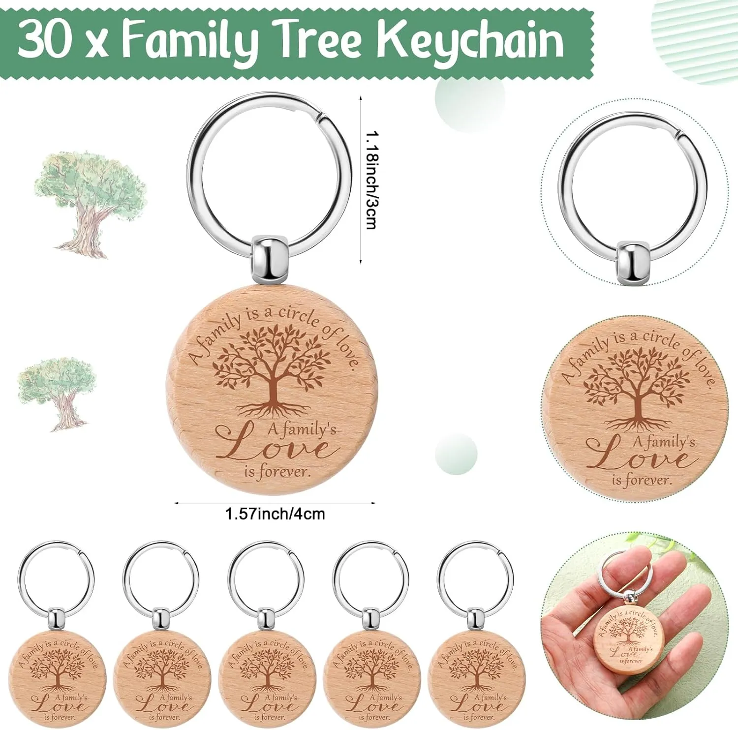 Misdary Family Reunion Favors Tree Keychain Thank You Cards and Organza Bags Home Souvenir Gift