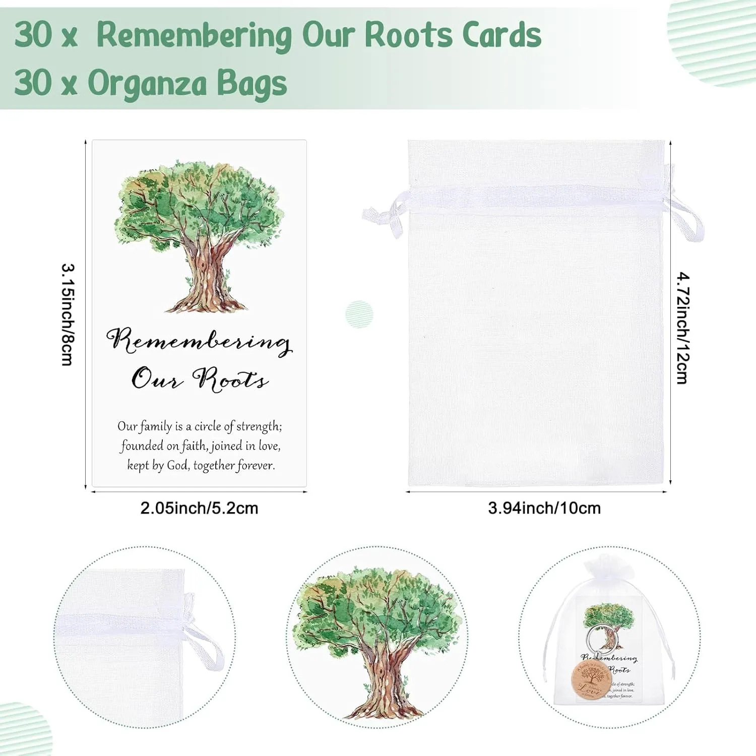 Misdary Family Reunion Favors Tree Keychain Thank You Cards and Organza Bags Home Souvenir Gift