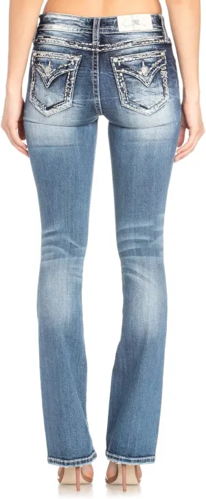 Miss Me Women's Tombstone Embroidered Pocket Bootcut Jeans