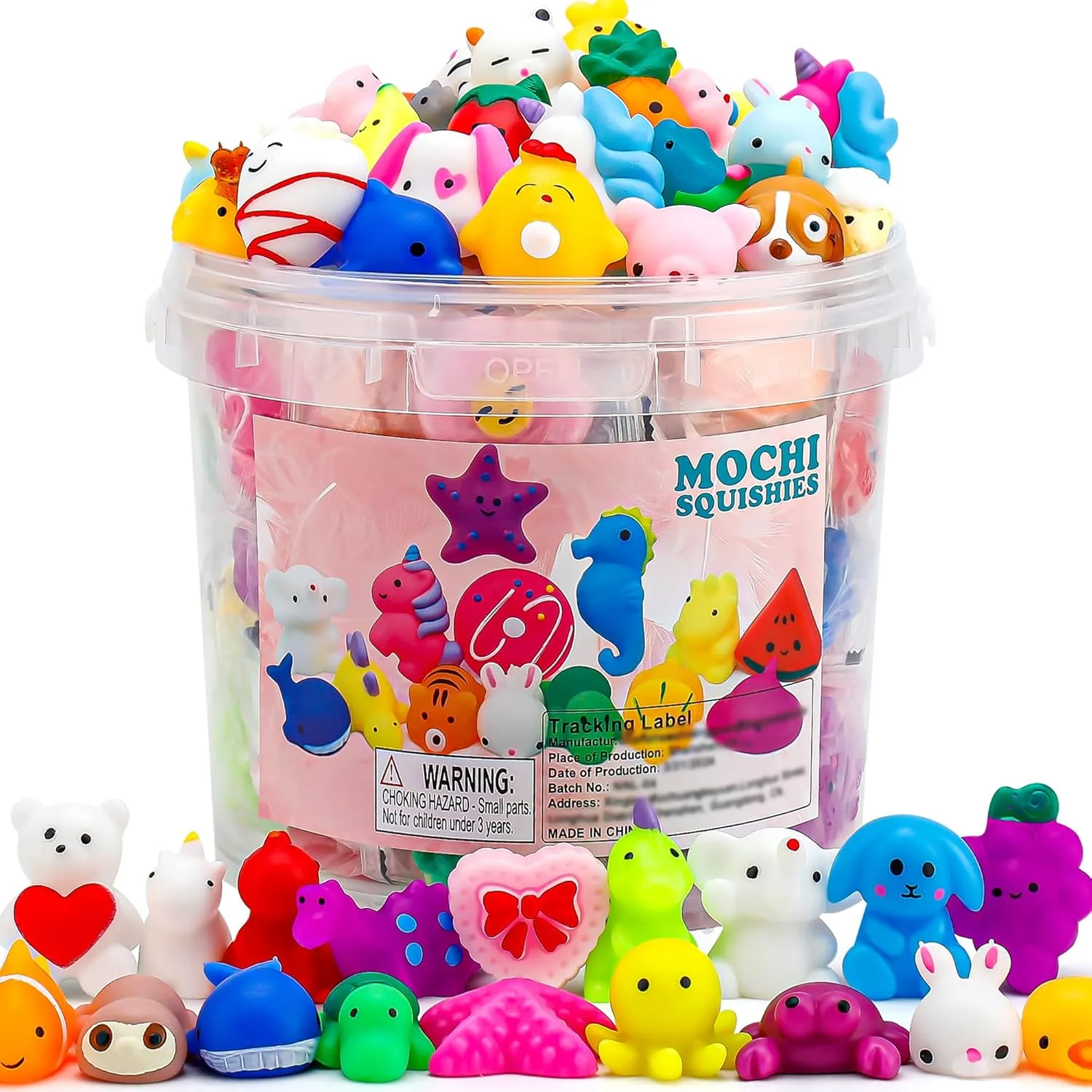 Mochi Squishy Toys 100-Pack，Party Favors for Kids 4-8-12，Bulk Fidget Toys Treasure Box Toys for Classroom Prizes,Basket Stuffers, Goodie Bags Fillers, Birthday Gifts