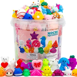 Mochi Squishy Toys 100-Pack，Party Favors for Kids 4-8-12，Bulk Fidget Toys Treasure Box Toys for Classroom Prizes,Basket Stuffers, Goodie Bags Fillers, Birthday Gifts