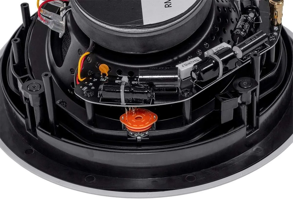 Monoprice 2-Way Carbon Fiber In-Ceiling Speakers - 8-Inch, With 15 Degree Angled Drivers, Pair, Black - Alpha Series