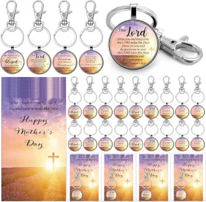 Mother's Day Christian Gifts Bulk Christian Bible Verse Keychains with Mother's Day Gift Cards Opp Bags for Church