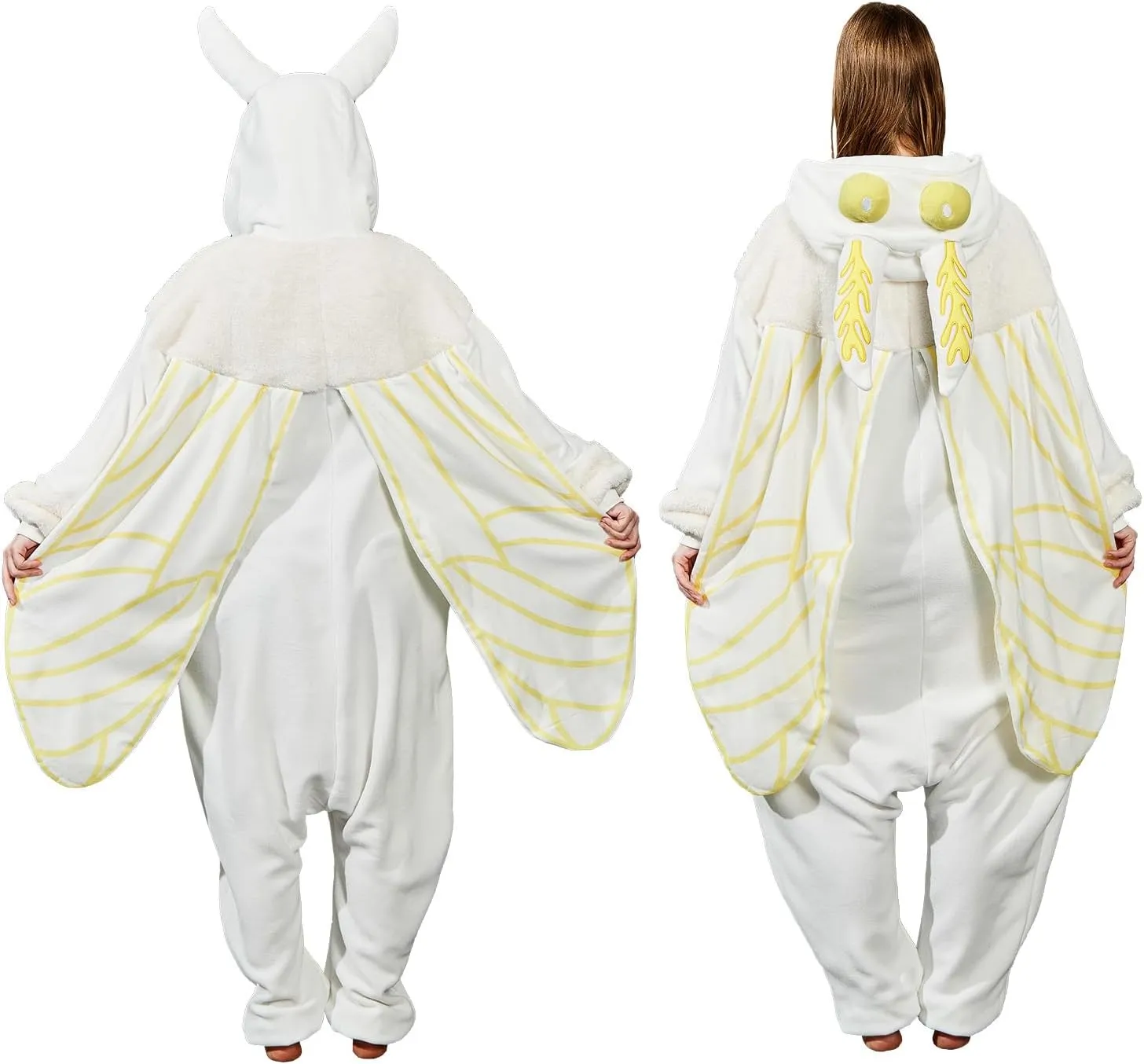 Mothman Onesie Pajamas for Adult, Silk Moth Halloween and Christmas Costume Cartoon One-Piece Cosplay