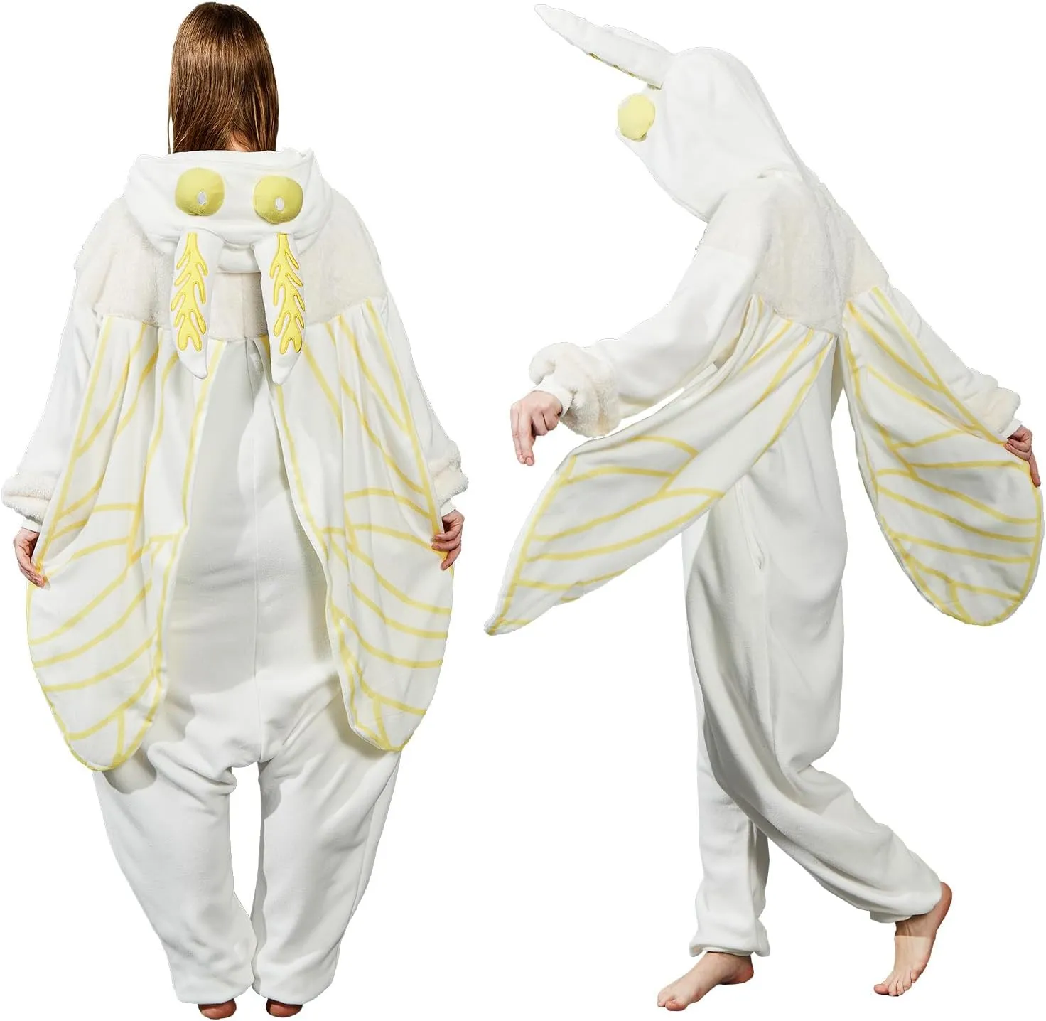 Mothman Onesie Pajamas for Adult, Silk Moth Halloween and Christmas Costume Cartoon One-Piece Cosplay