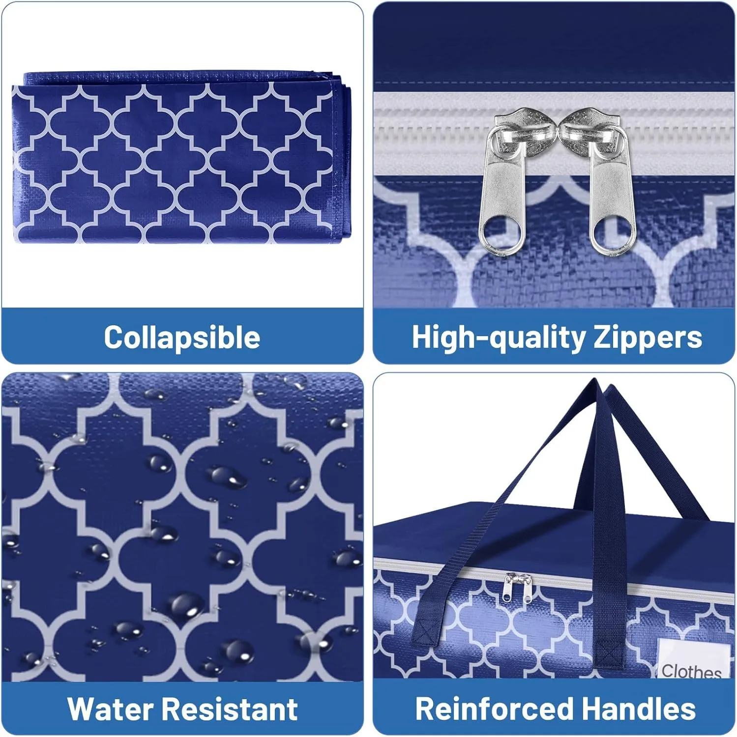 Moving Bags, Extra Large Moving Supplies, Heavy Duty Storage Bags, Packing Bags with Reinforced Zippers & Handles, Collapsible Packing Boxes, Storage Totes for Moving, Packing, 88L, 8 Packs
