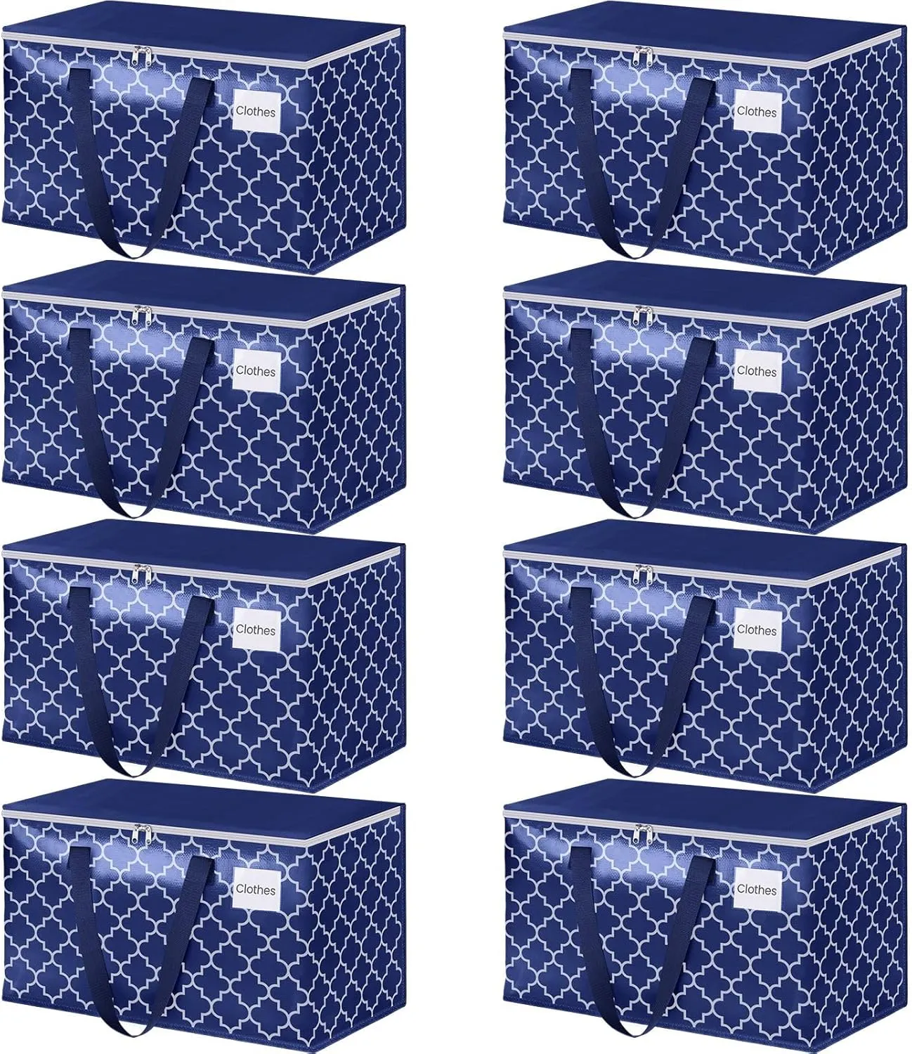 Moving Bags, Extra Large Moving Supplies, Heavy Duty Storage Bags, Packing Bags with Reinforced Zippers & Handles, Collapsible Packing Boxes, Storage Totes for Moving, Packing, 88L, 8 Packs