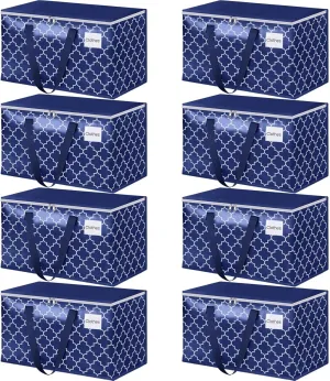 Moving Bags, Extra Large Moving Supplies, Heavy Duty Storage Bags, Packing Bags with Reinforced Zippers & Handles, Collapsible Packing Boxes, Storage Totes for Moving, Packing, 88L, 8 Packs