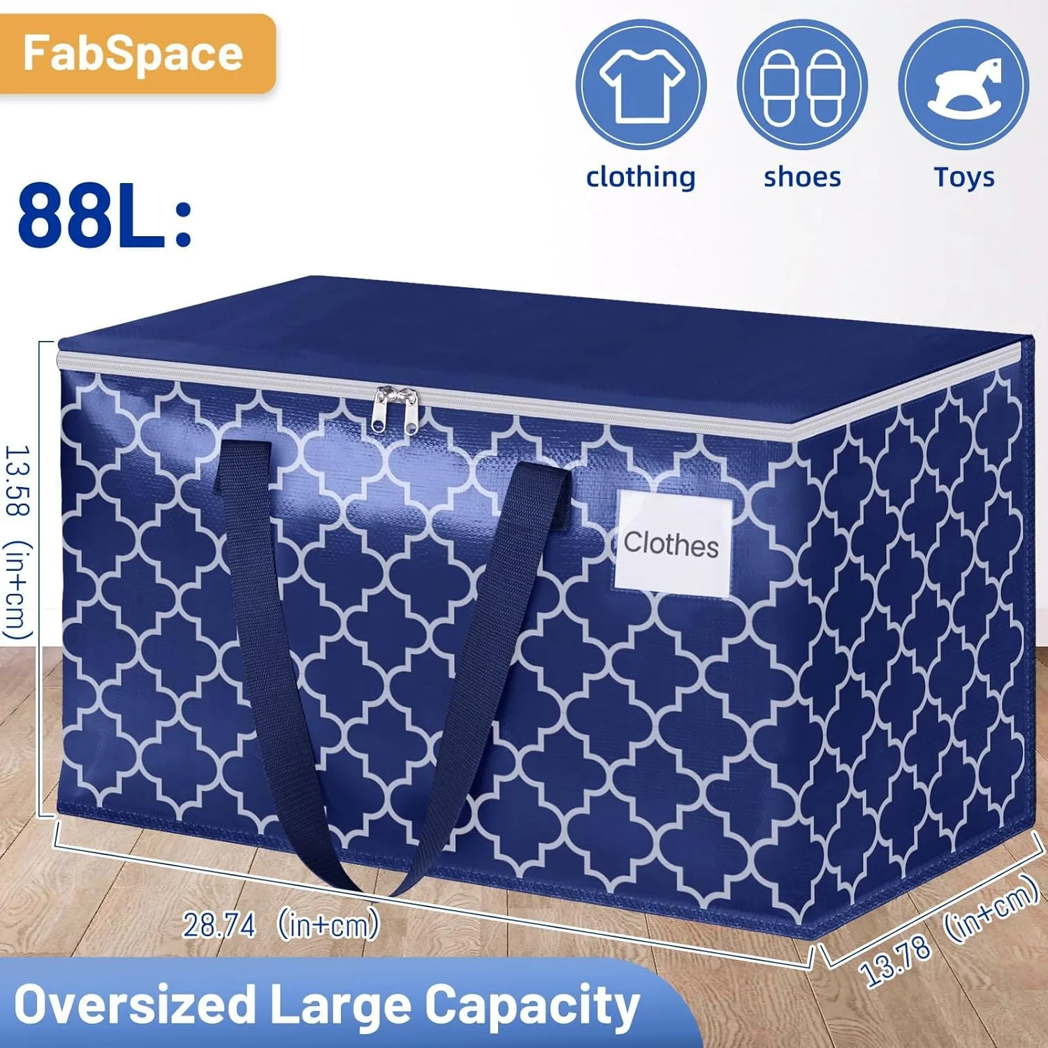 Moving Bags, Extra Large Moving Supplies, Heavy Duty Storage Bags, Packing Bags with Reinforced Zippers & Handles, Collapsible Packing Boxes, Storage Totes for Moving, Packing, 88L, 8 Packs