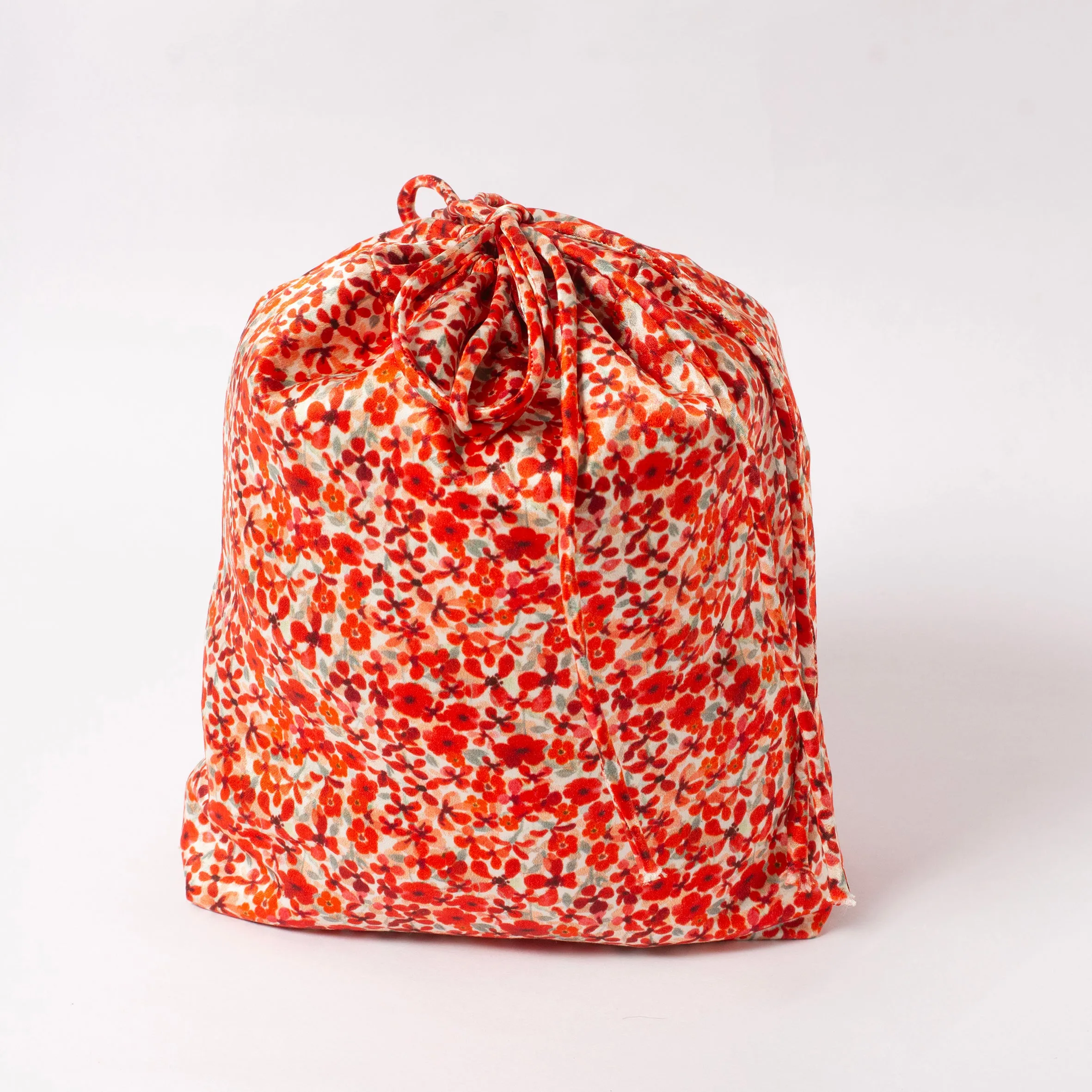 Mulberry silk drawstring bag ditsy red