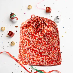 Mulberry silk drawstring bag ditsy red