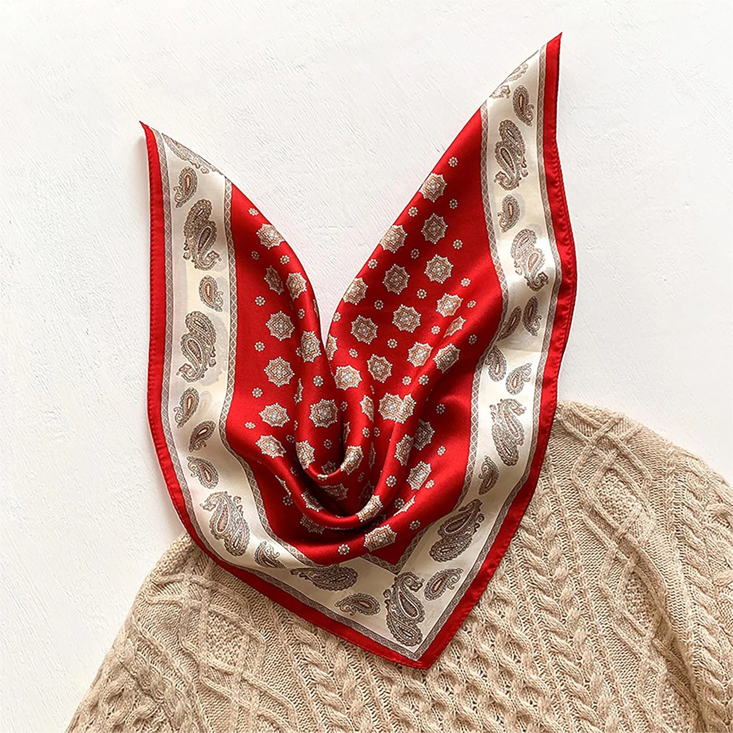 Mulberry Silk Scarf – Square 21" Neckerchief Head Wrapping Scarves for Women, Ladies. Men's Lightweight Neck Scarves