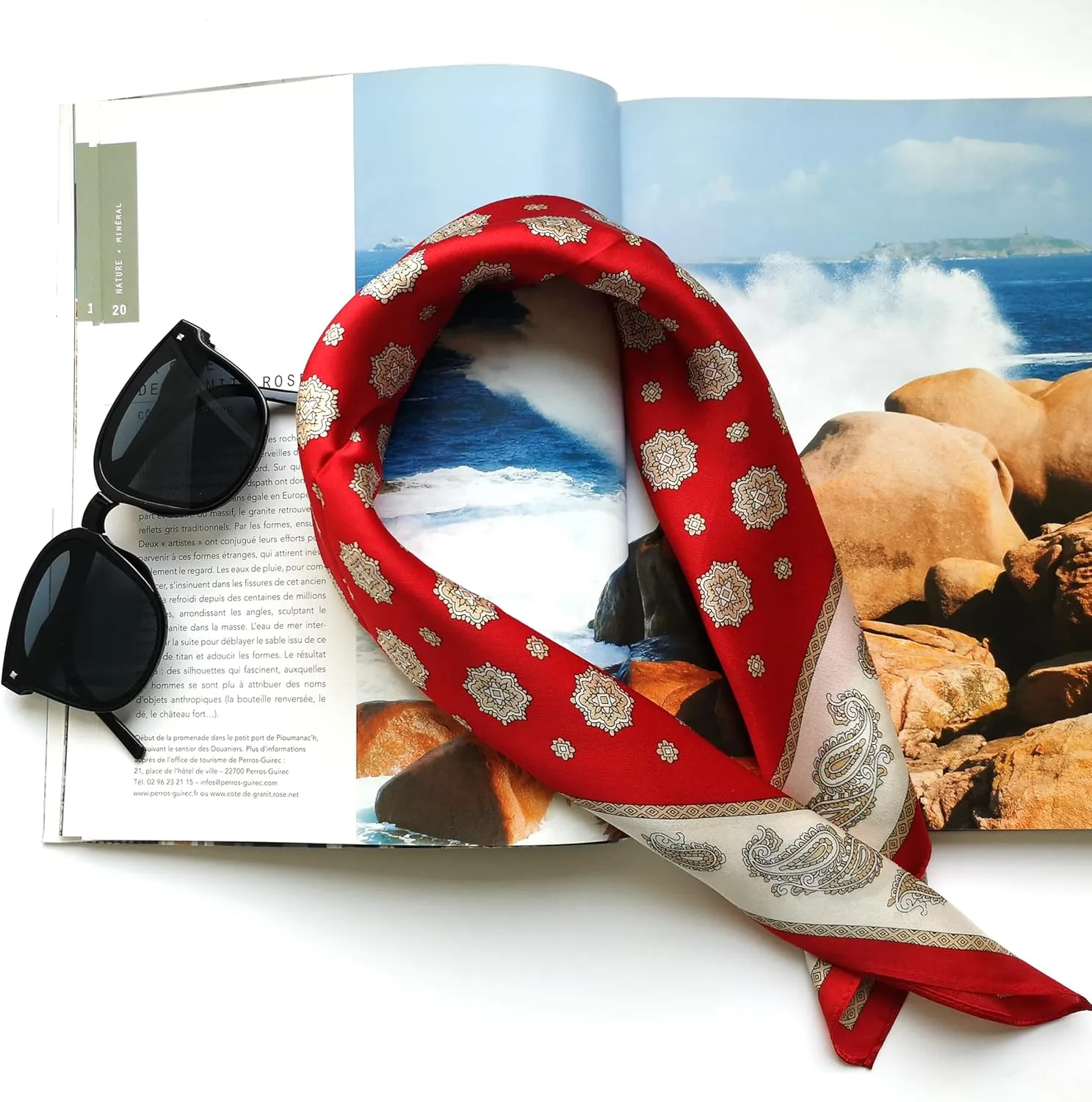 Mulberry Silk Scarf – Square 21" Neckerchief Head Wrapping Scarves for Women, Ladies. Men's Lightweight Neck Scarves