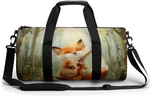 Musical Fox in Forests Large Gym Bag Novelty Lightweight Duffel Bag Travel Tote Bags