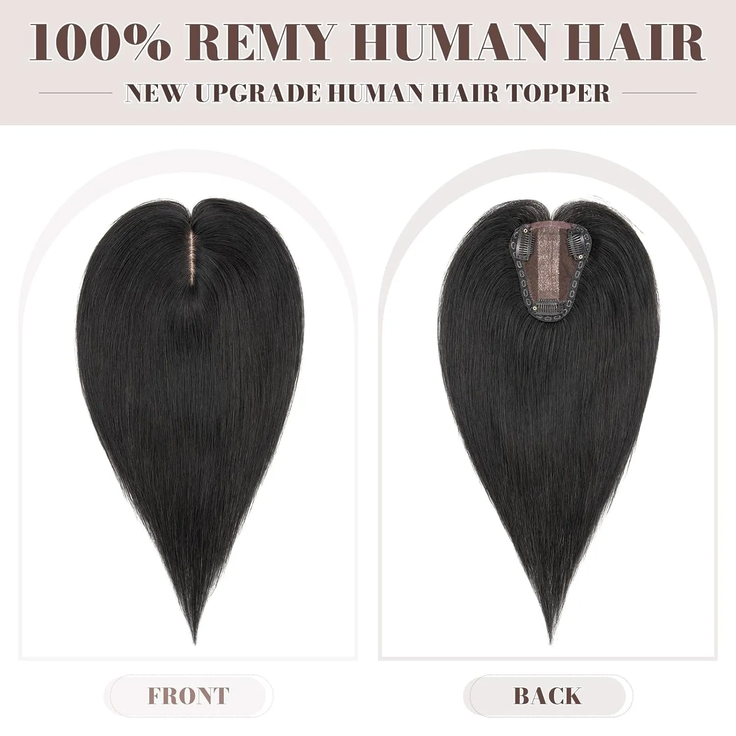 MY-LADY Human Hair Toppers for Women Real Human Hair for Thinning Hair 8 * 10CM Lace Silk Base Top Hair Pieces No Bangs Clip in Remy Hairpieces Hand-Tied 10 Inch Jet Black