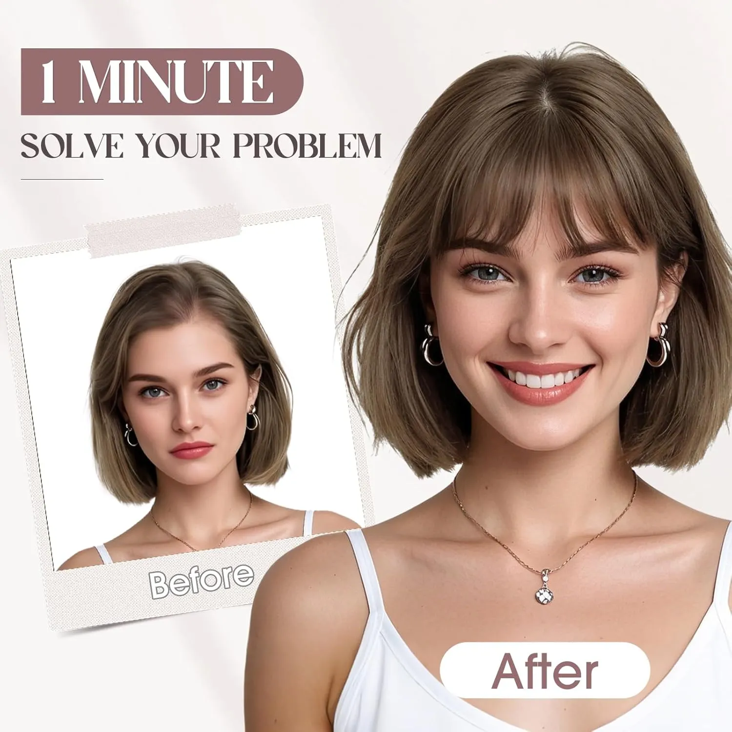 MY-LADY Human Hair Toppers for Women Real Human Hair with Bangs Thin 8 * 10CM Lace Silk Base Clip in Remy Hairpieces Hand-Tied Light Weight 10 Inch Chocolate Brown