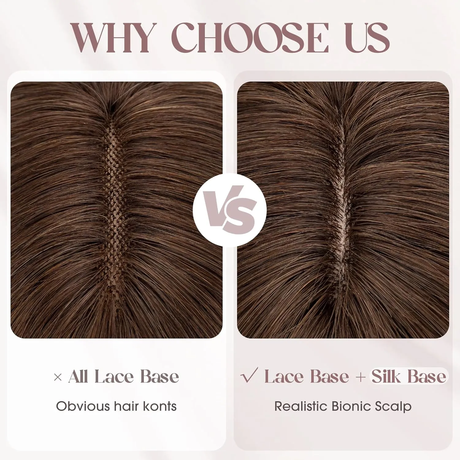 MY-LADY Human Hair Toppers for Women Real Human Hair with Bangs Thin 8 * 10CM Lace Silk Base Clip in Remy Hairpieces Hand-Tied Light Weight 10 Inch Chocolate Brown