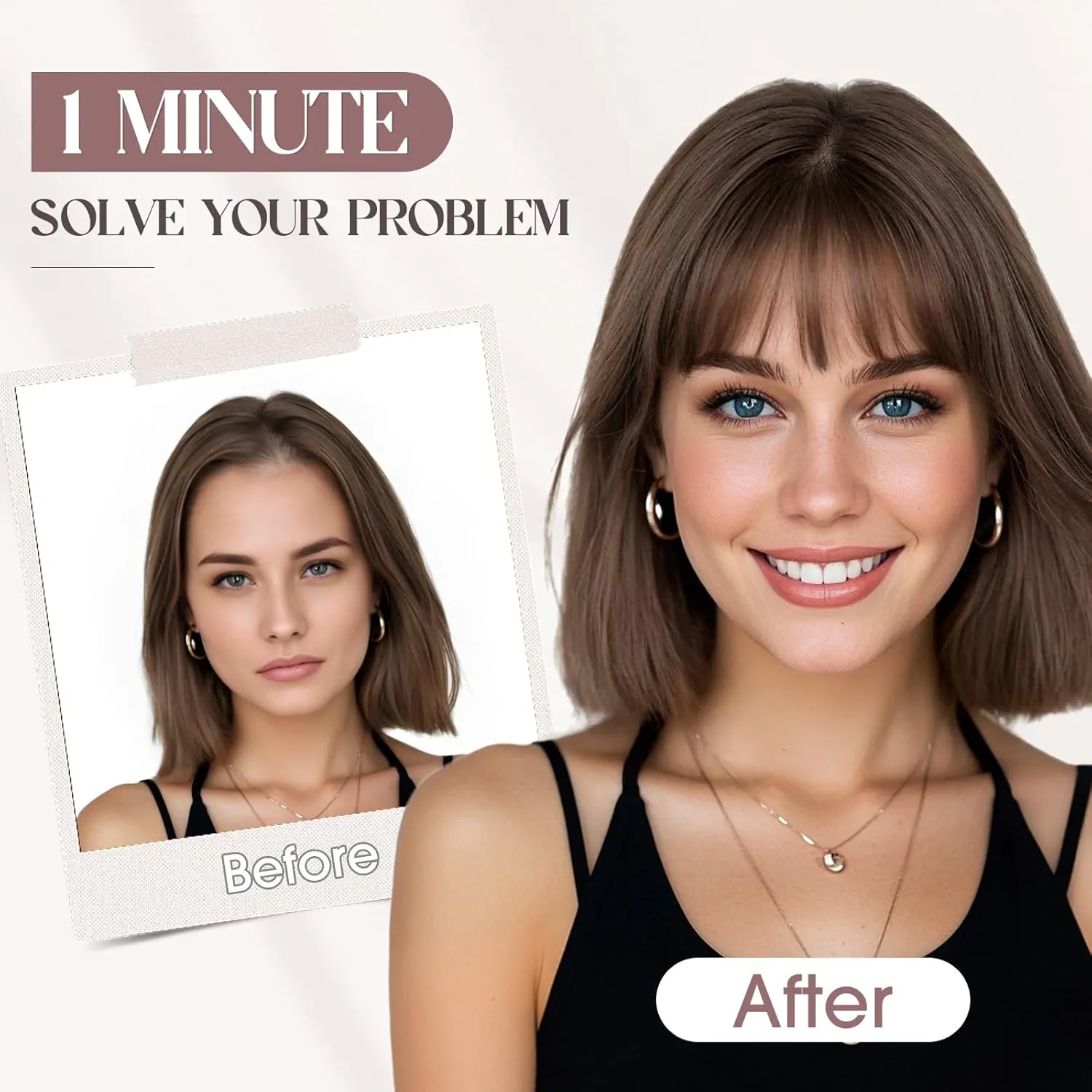 MY-LADY Human Hair Toppers for Women Real Human Hair with Bangs Thin 8 * 10CM Lace Silk Base Clip in Remy Hairpieces Hand-Tied Light Weight 10 Inch Dark Brown