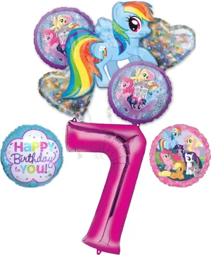 My Little Pony 7th Birthday Party Supplies Rainbow Dash Balloon Bouquet Decorations